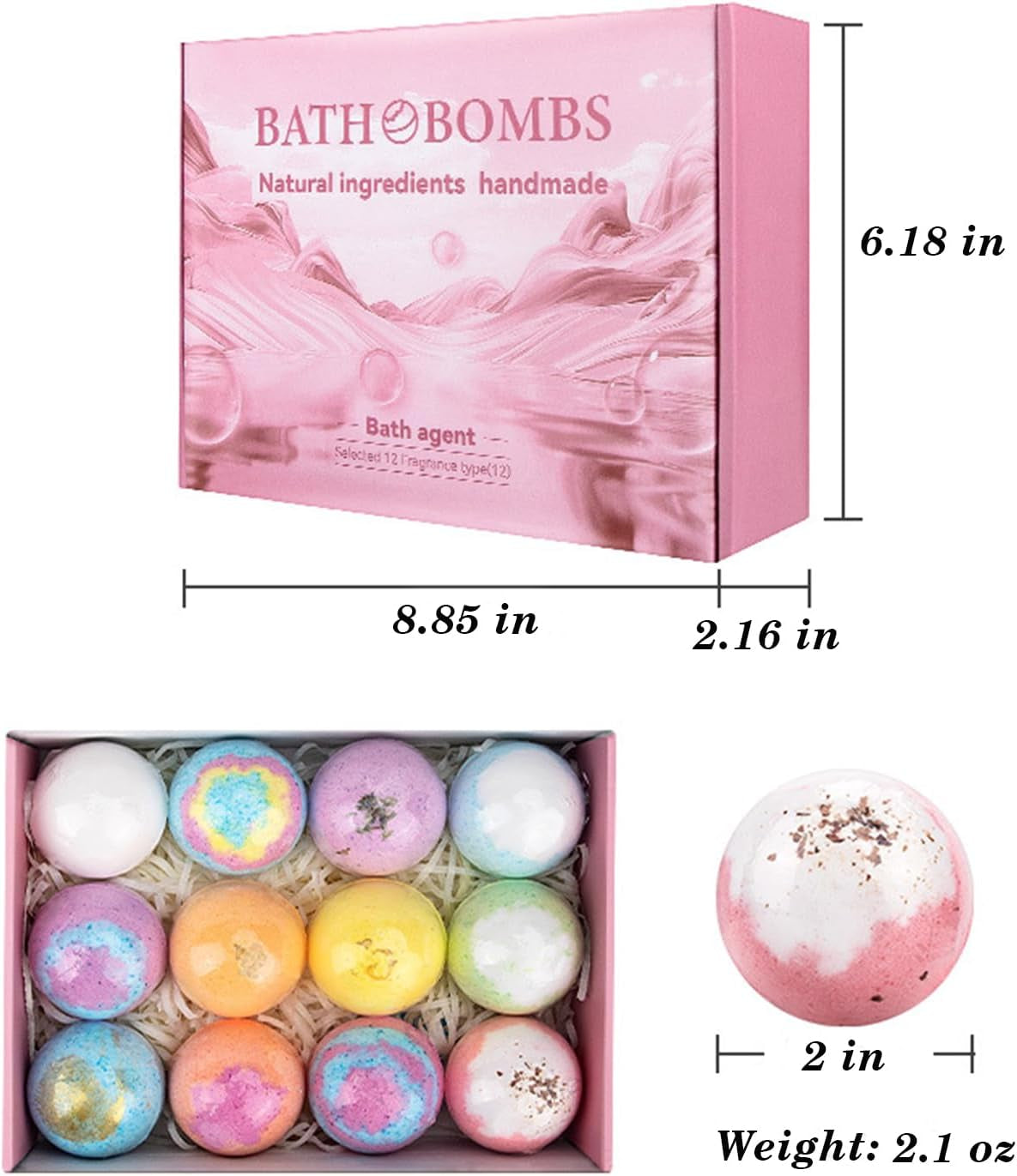  Bath Bombs Set, 12 Pack Bath Bombs Salt Balls with Shea & Coco Butter Dry Skin Moisturize, Relaxing Spa Day 
