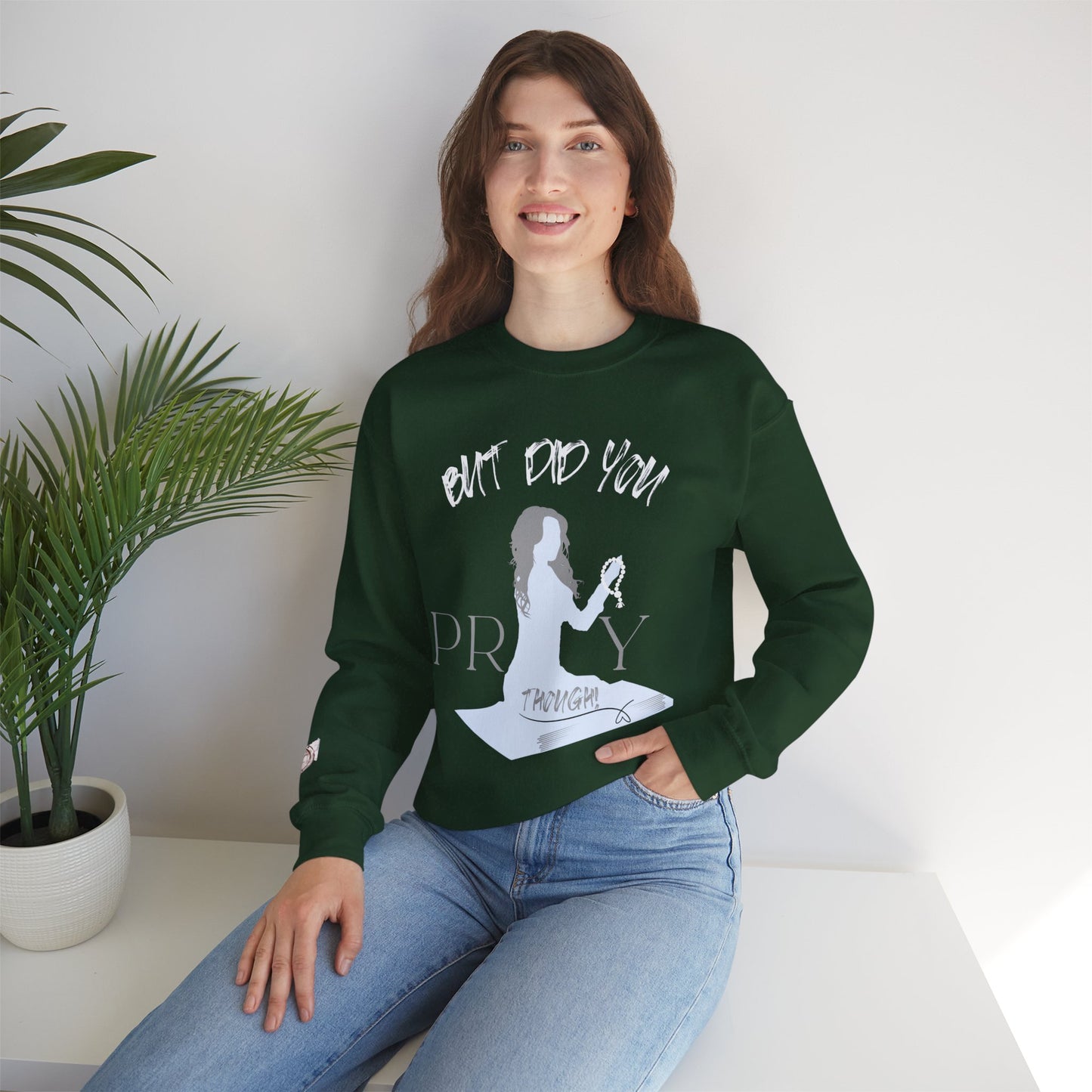 Motivational Crewneck Sweatshirt - "Pray Through" Inspirational Design