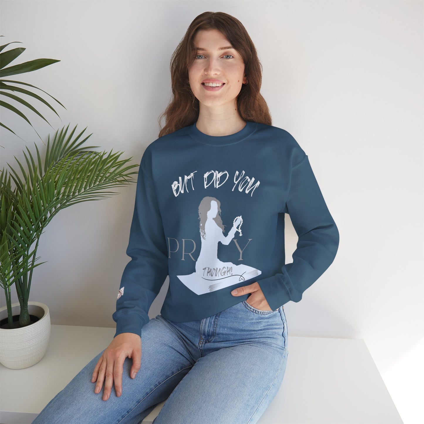 Motivational Crewneck Sweatshirt - "Pray Through" Inspirational Design