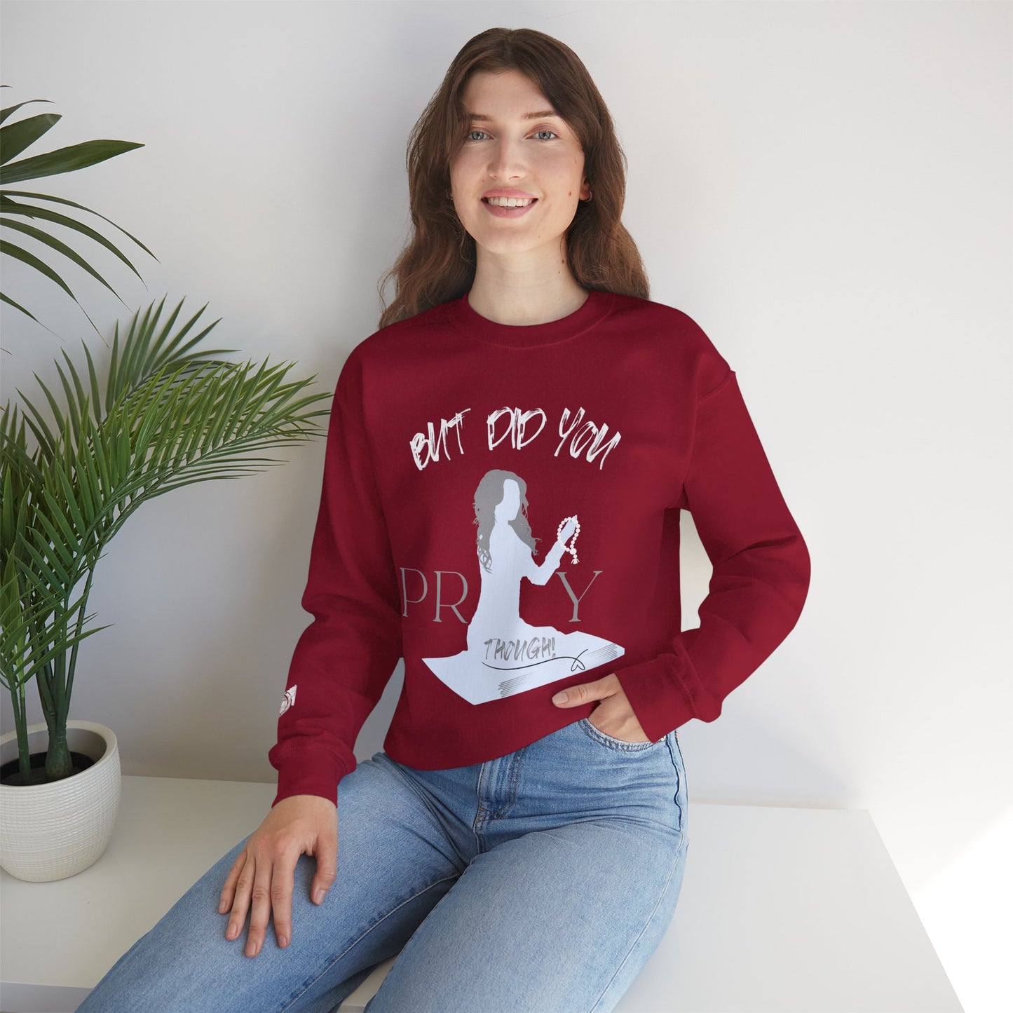 Motivational Crewneck Sweatshirt - "Pray Through" Inspirational Design