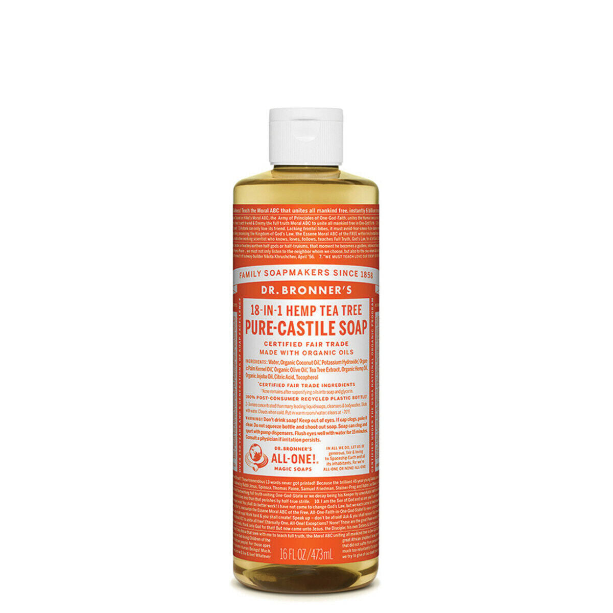 NEW Dr. Bronner'S Hemp Pure-Castile Soap Liquid 473Ml 18-In-1 All Scent Bronners