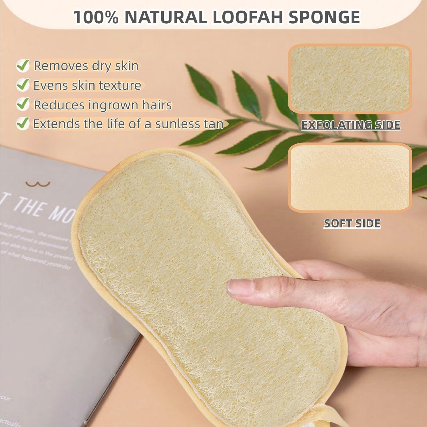 Natural Loofah Sponge Exfoliating Body Scrubber (3 Pack 7.88X3.94X1.57 In), Made with Natural Loofa Sponge,Bath Shower Loofah for Women and Men, Looa for Face and Body That Gets You Clea