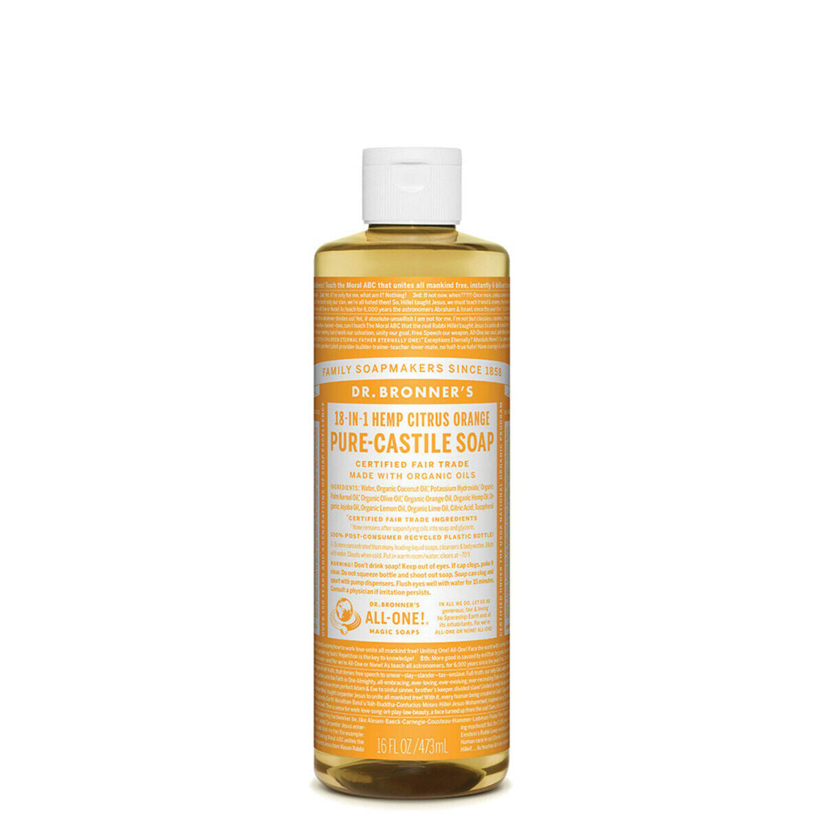 NEW Dr. Bronner'S Hemp Pure-Castile Soap Liquid 473Ml 18-In-1 All Scent Bronners