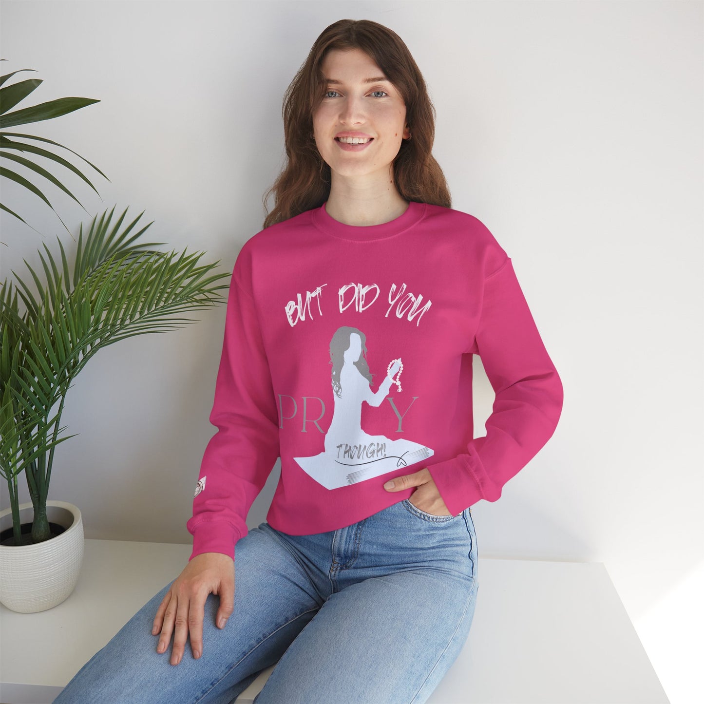 Motivational Crewneck Sweatshirt - "Pray Through" Inspirational Design