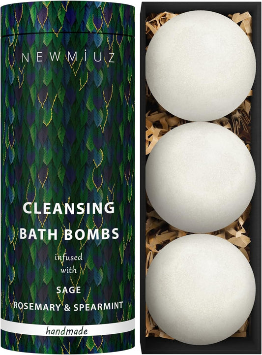 Sage Bath Bombs Spiritual Bath Energy Clearing Protection Shielding Smokeless Smudging Sage Rosemary and Spearmint Relaxation Stress Relief Spa Gift