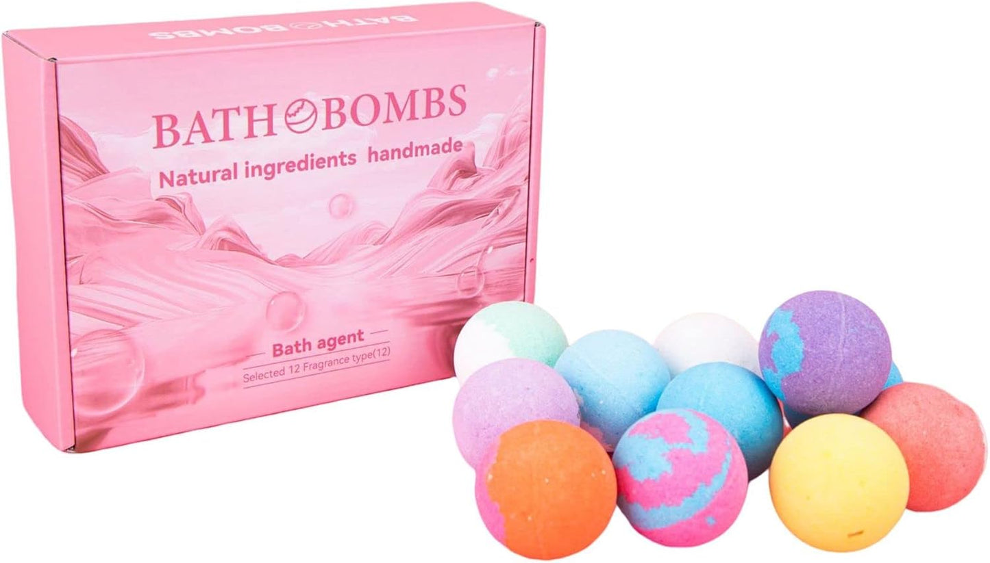  Bath Bombs Set, 12 Pack Bath Bombs Salt Balls with Shea & Coco Butter Dry Skin Moisturize, Relaxing Spa Day 