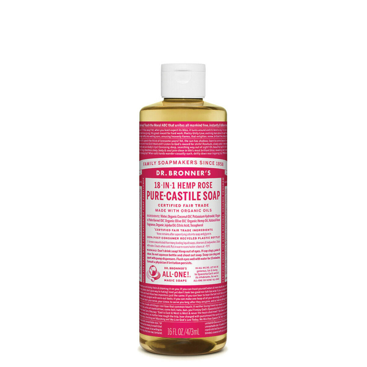NEW Dr. Bronner'S Hemp Pure-Castile Soap Liquid 473Ml 18-In-1 All Scent Bronners