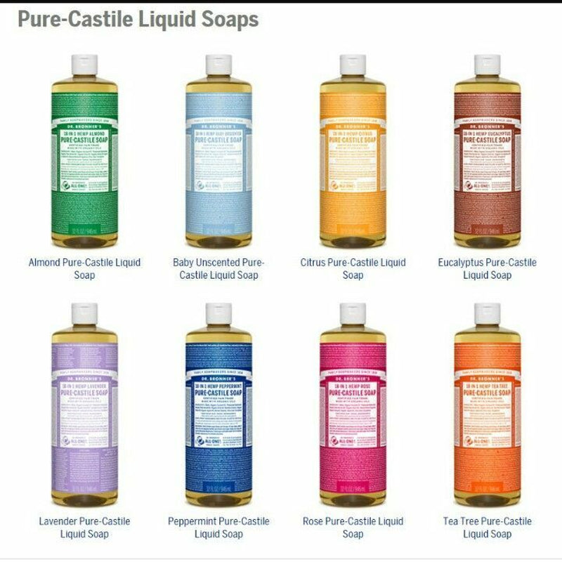 NEW Dr. Bronner'S Hemp Pure-Castile Soap Liquid 473Ml 18-In-1 All Scent Bronners