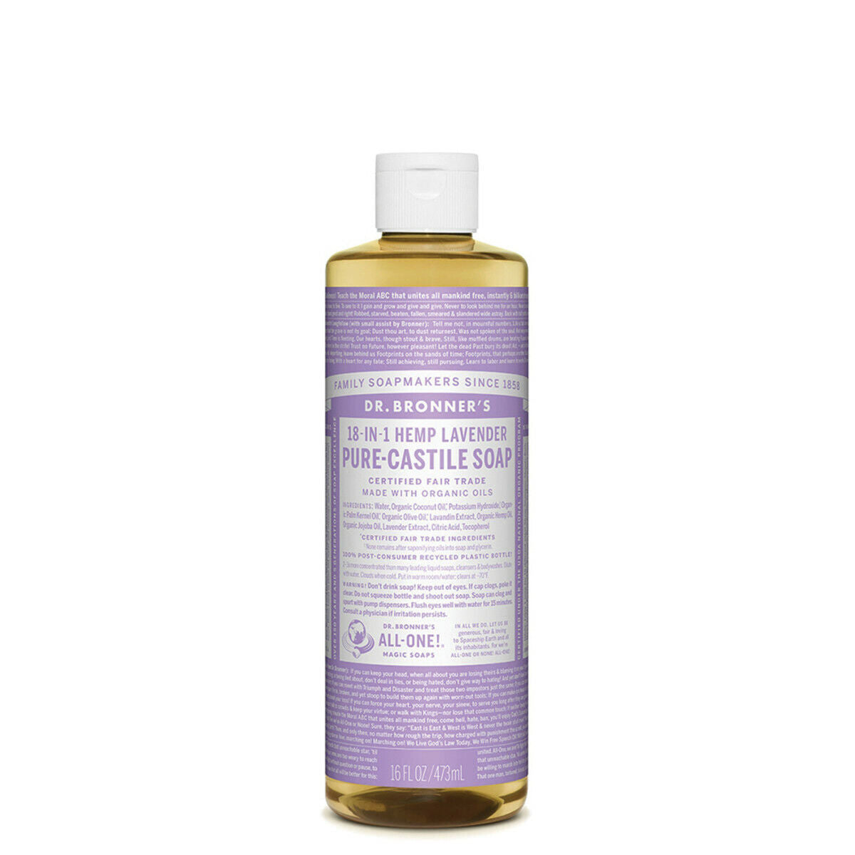 NEW Dr. Bronner'S Hemp Pure-Castile Soap Liquid 473Ml 18-In-1 All Scent Bronners