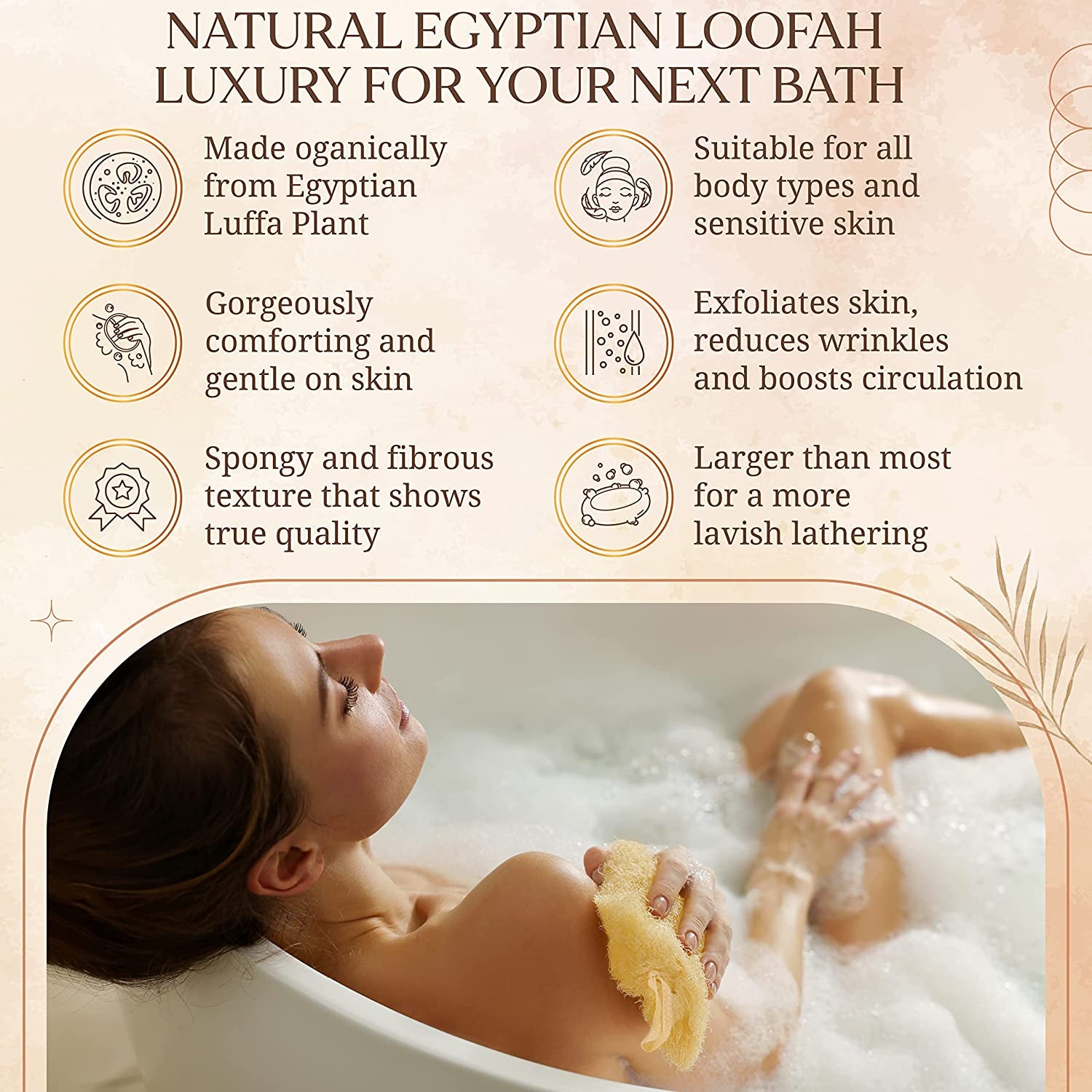 All Natural Loofah Sponge, Pack of 3 Real Egyptian Bath & Shower Exfoliating Loofa Scrubber Sponges for Face, Back & Body, Eco Friendly, No Toxic Chemicals, 6" X 6" by Crafts of Egypt