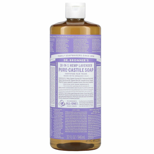 NEW Dr. Bronner'S Pure-Castile Soap Liquid 18-In-1 Hemp Lavender 946Ml Bronners