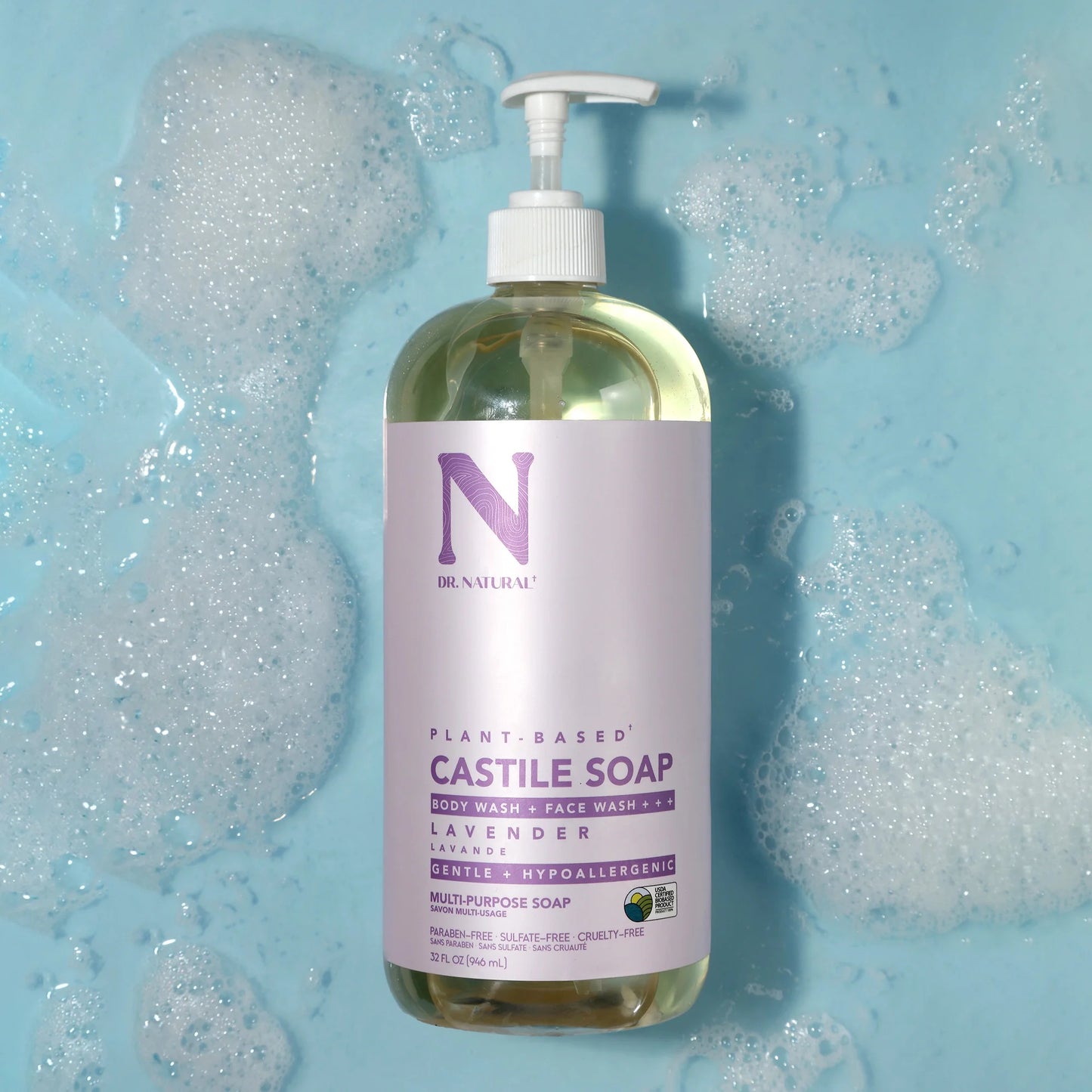 Castile Liquid Soap, Multipurpose Liquid Soap, Lavender, 32 Oz