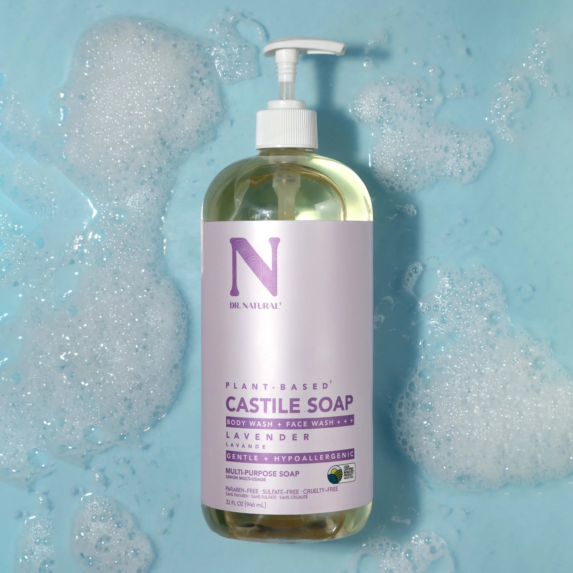 Castile Liquid Soap, Multipurpose Liquid Soap, Lavender, 32 Oz
