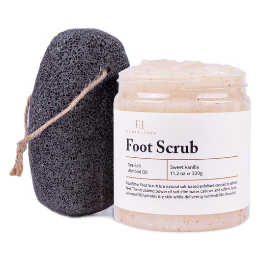 Exfoliating Foot Scrub & Pumice Stone Set – Sea Salt Foot Scrub & Natural Volcanic Pumice Stone, Cleansing Foot Care Kit
