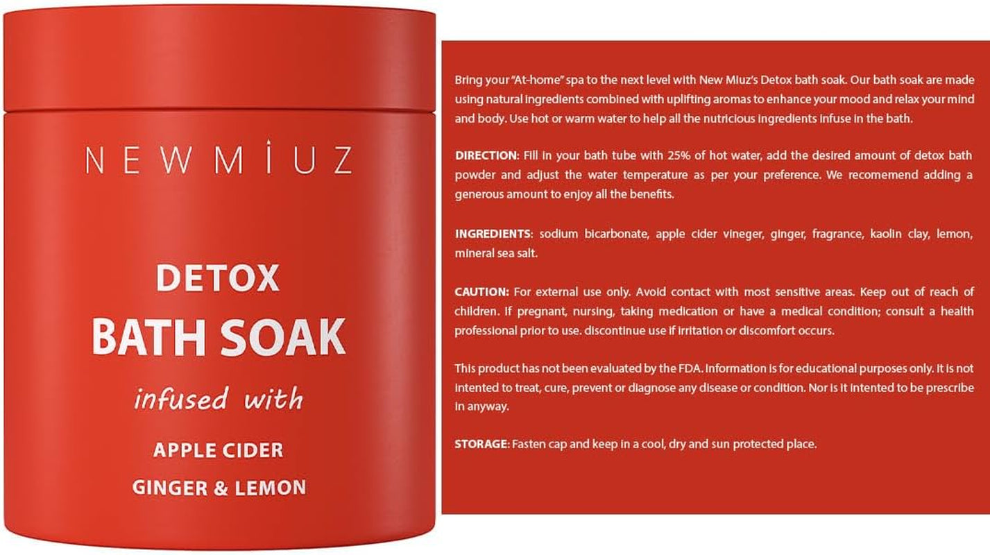 Luxury Bath Salts with Apple Cider Ginger Lemon Essential Oils for Healthy Skin Detox Foot Soak Body Care Muscle Recovery Aromatherapy Selfcare Gift