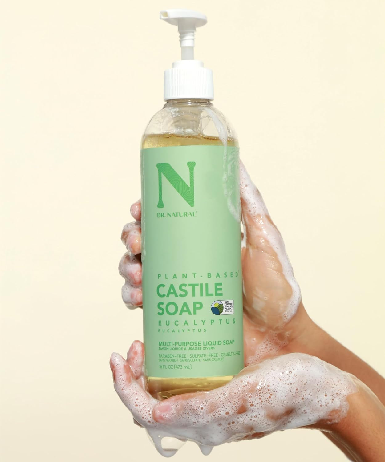 Castile Liquid Soap - Multi-Use Body Wash, Shampoo and Face Wash - Hydrating Body Soap for Skin, Hair, Pets and Home - Eucalyptus - 16 Oz