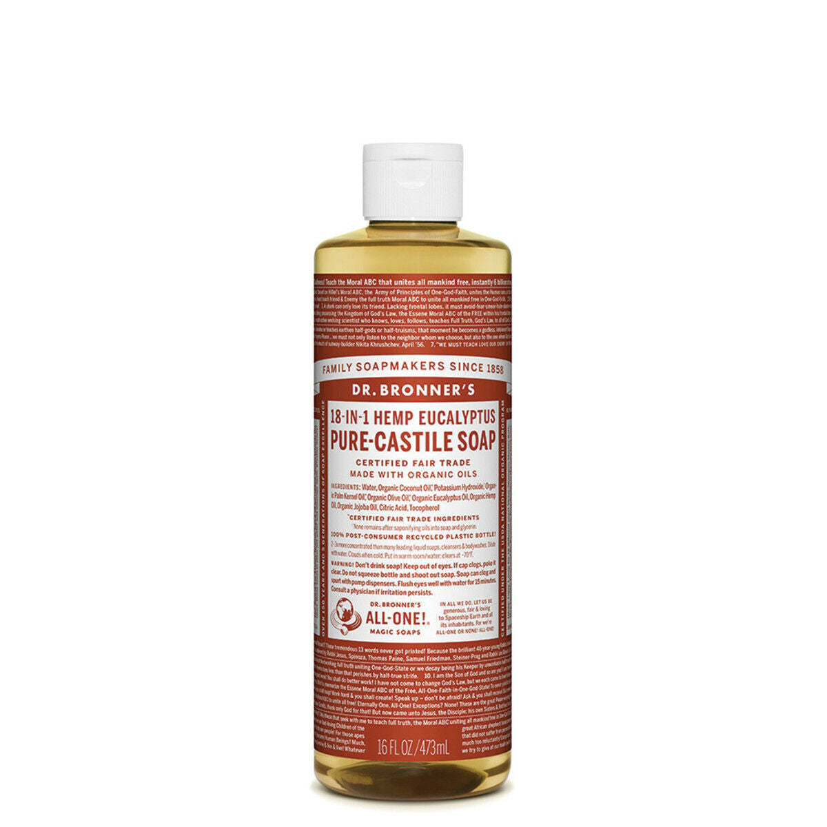 NEW Dr. Bronner'S Hemp Pure-Castile Soap Liquid 473Ml 18-In-1 All Scent Bronners