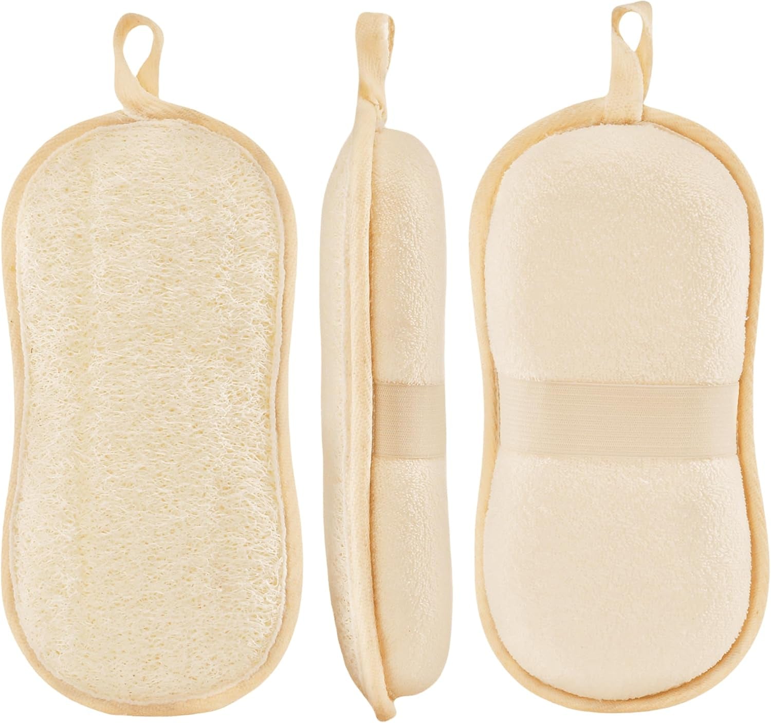 Natural Loofah Sponge Exfoliating Body Scrubber (3 Pack 7.88X3.94X1.57 In), Made with Natural Loofa Sponge,Bath Shower Loofah for Women and Men, Looa for Face and Body That Gets You Clea