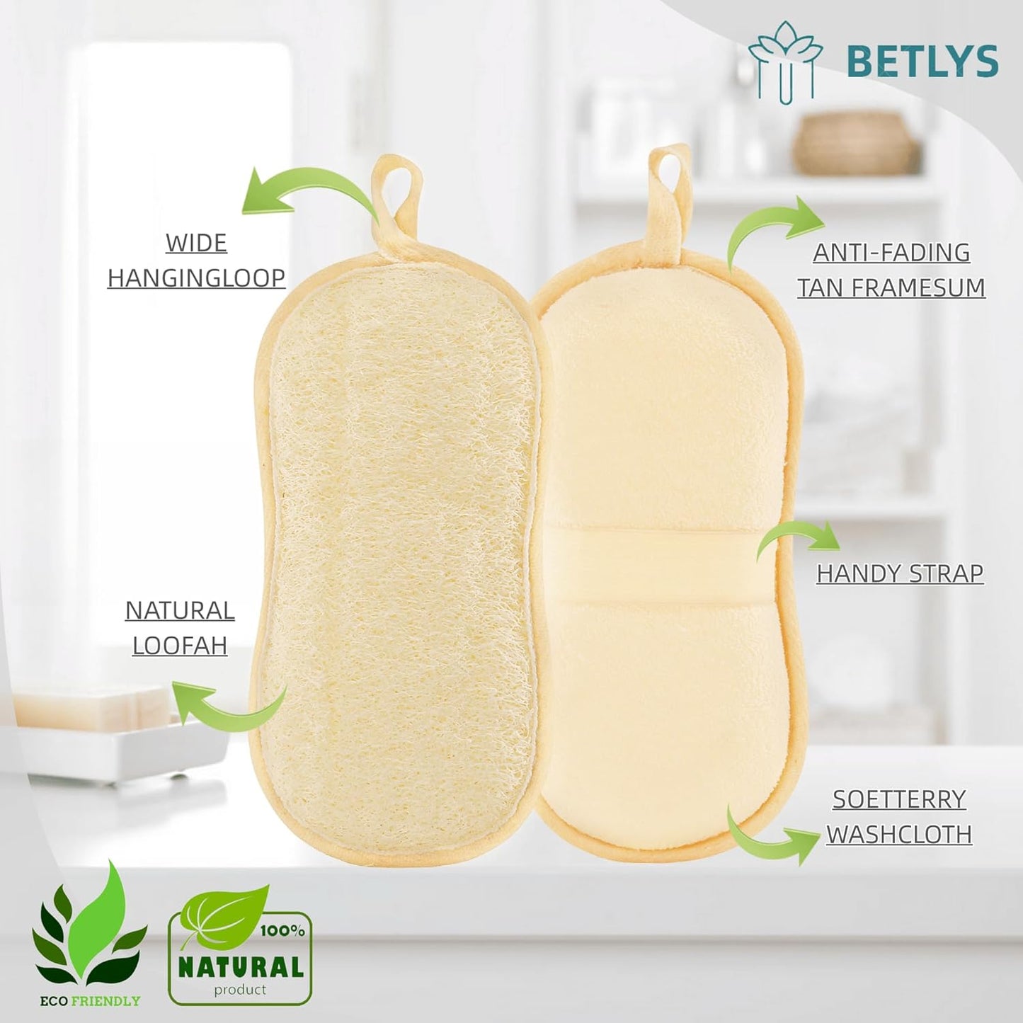 Natural Loofah Sponge Exfoliating Body Scrubber (3 Pack 7.88X3.94X1.57 In), Made with Natural Loofa Sponge,Bath Shower Loofah for Women and Men, Looa for Face and Body That Gets You Clea