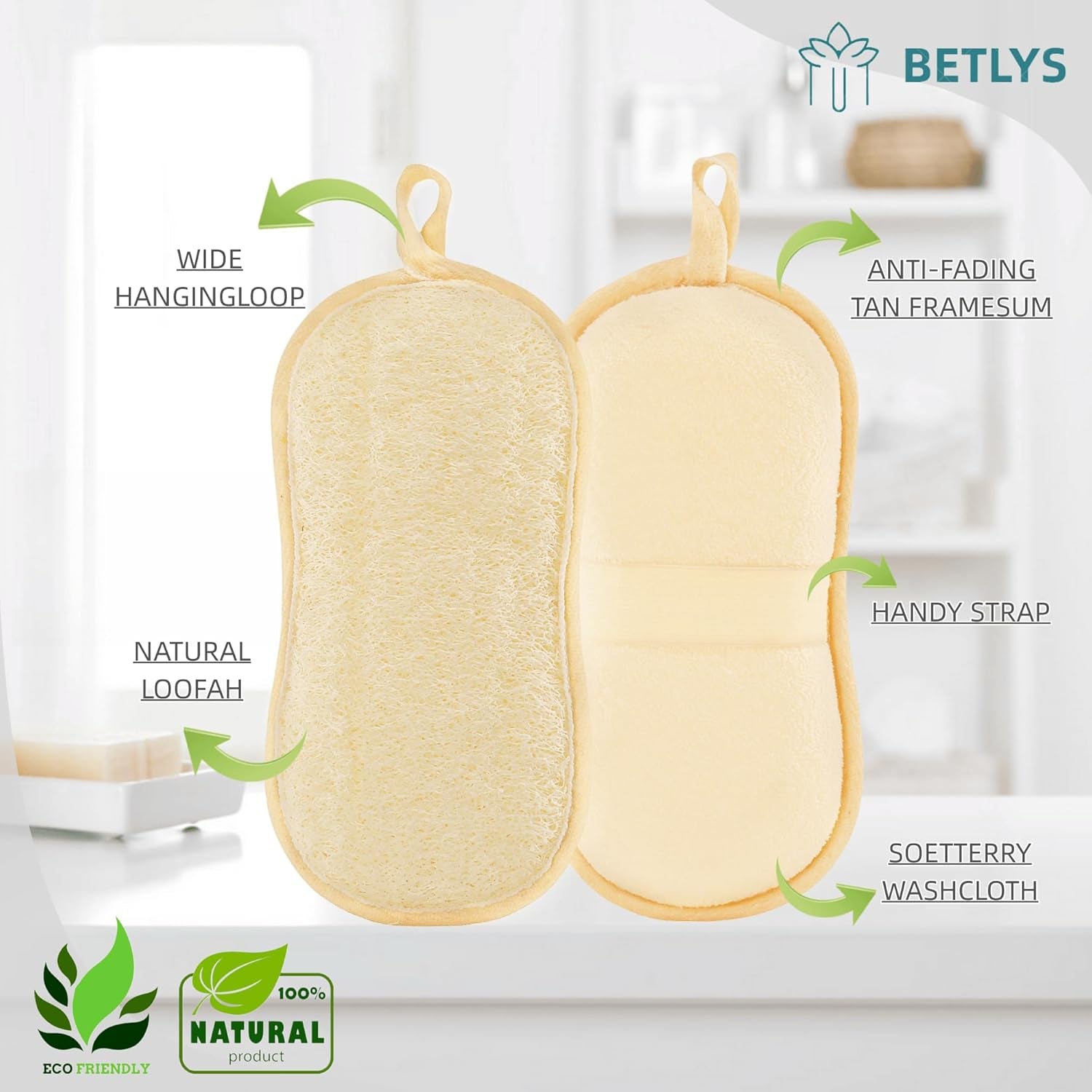 Natural Loofah Sponge Exfoliating Body Scrubber (3 Pack 7.88X3.94X1.57 In), Made with Natural Loofa Sponge,Bath Shower Loofah for Women and Men, Looa for Face and Body That Gets You Clea