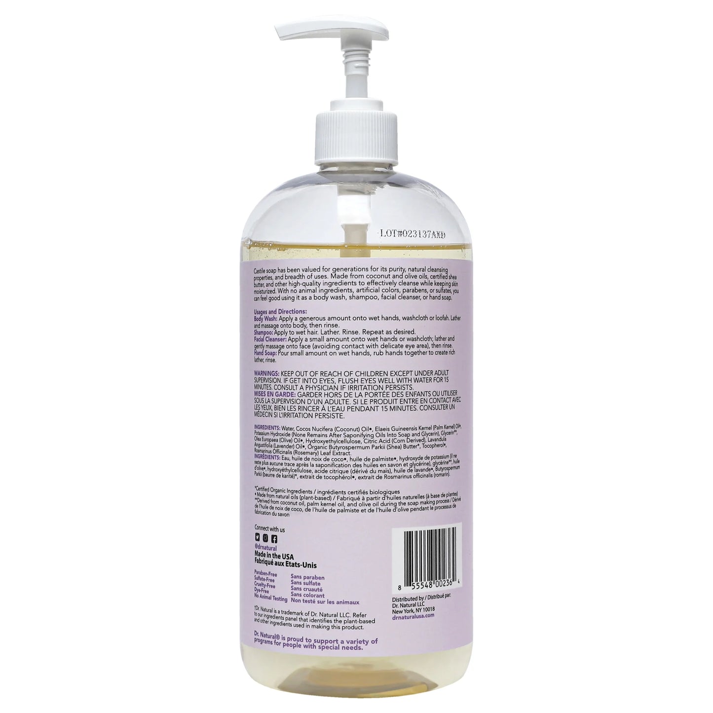 Castile Liquid Soap, Multipurpose Liquid Soap, Lavender, 32 Oz