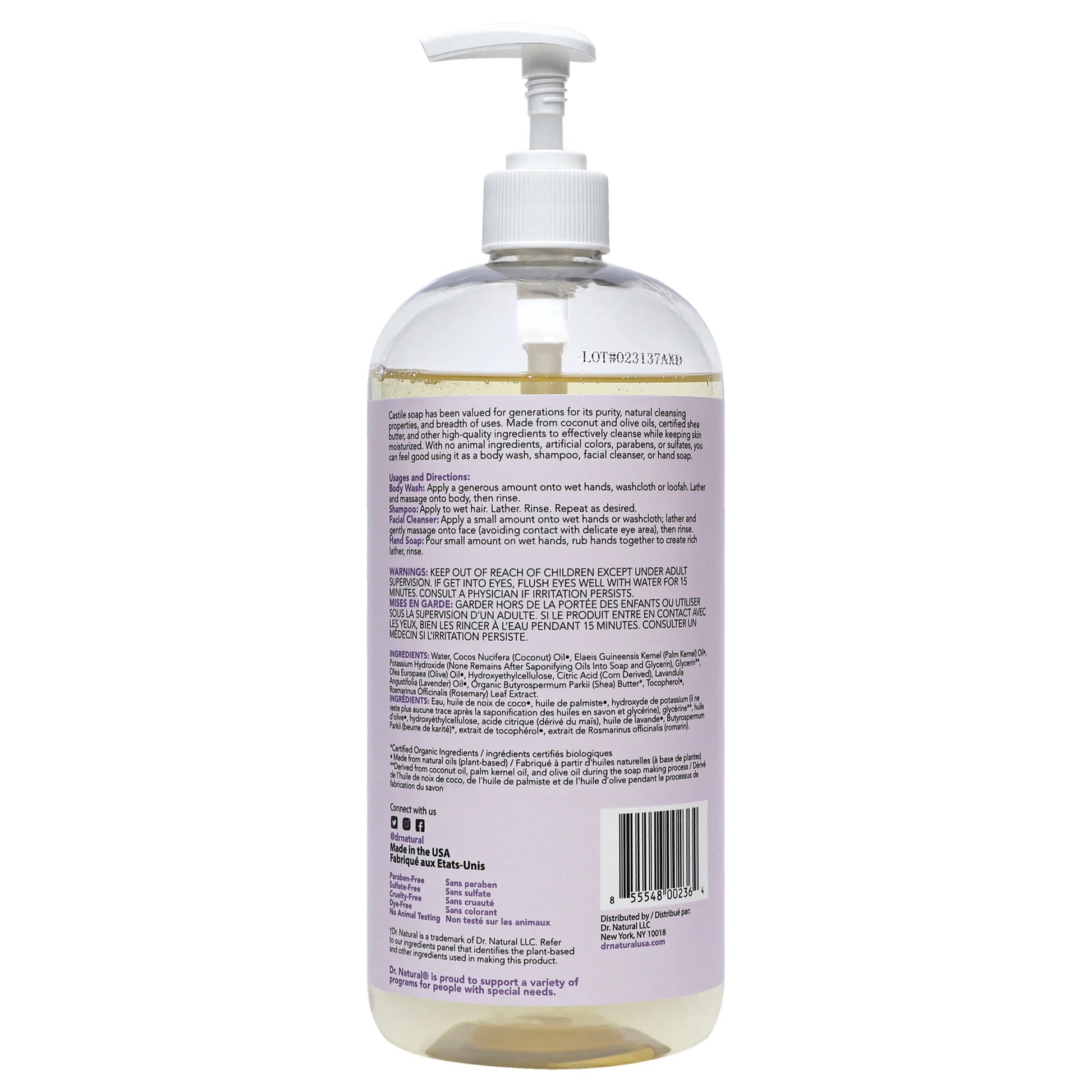 Castile Liquid Soap, Multipurpose Liquid Soap, Lavender, 32 Oz