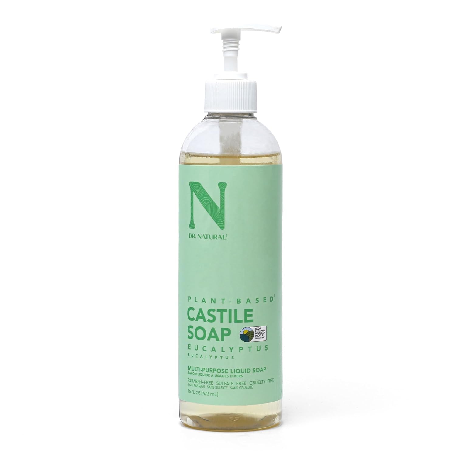 Castile Liquid Soap - Multi-Use Body Wash, Shampoo and Face Wash - Hydrating Body Soap for Skin, Hair, Pets and Home - Eucalyptus - 16 Oz