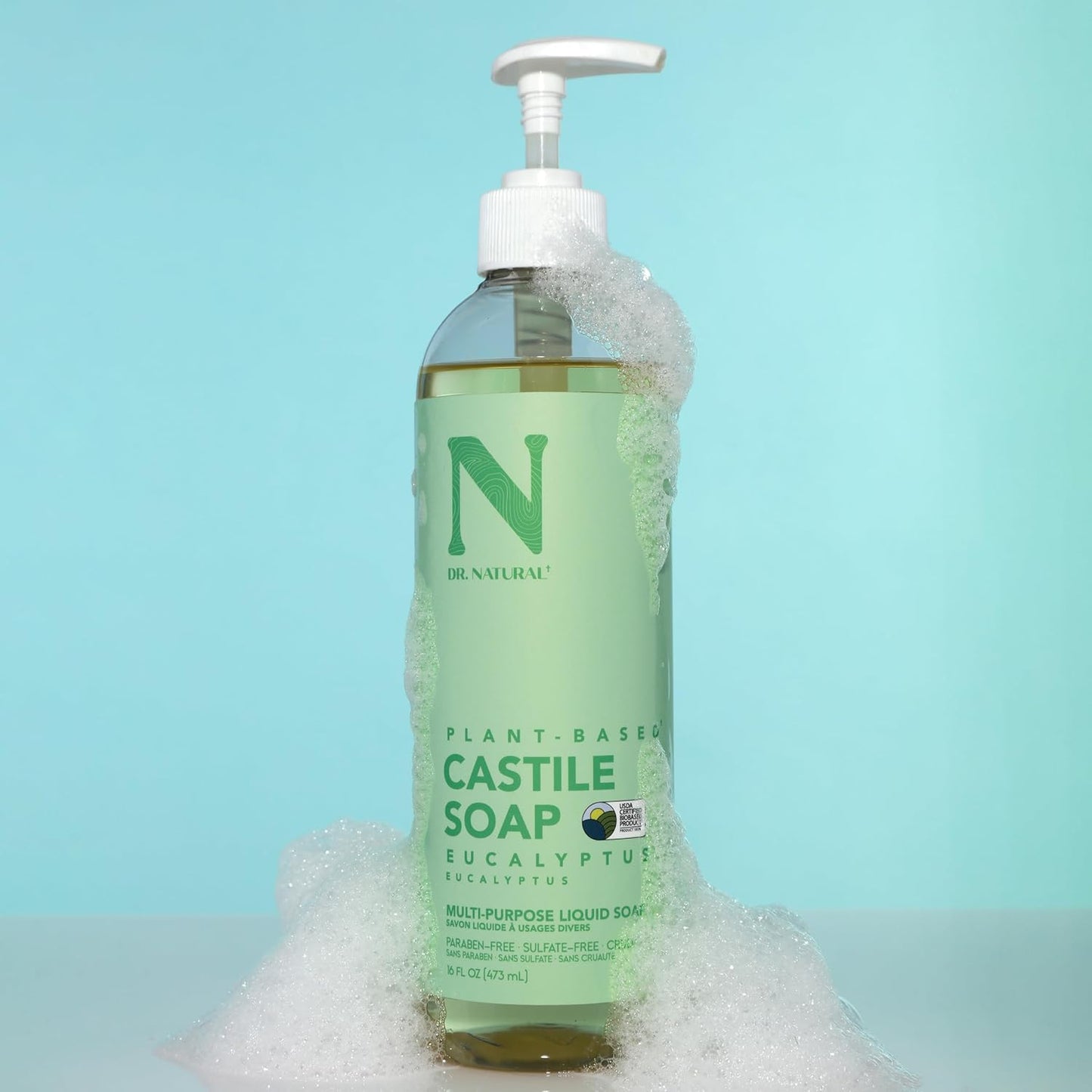Castile Liquid Soap - Multi-Use Body Wash, Shampoo and Face Wash - Hydrating Body Soap for Skin, Hair, Pets and Home - Eucalyptus - 16 Oz