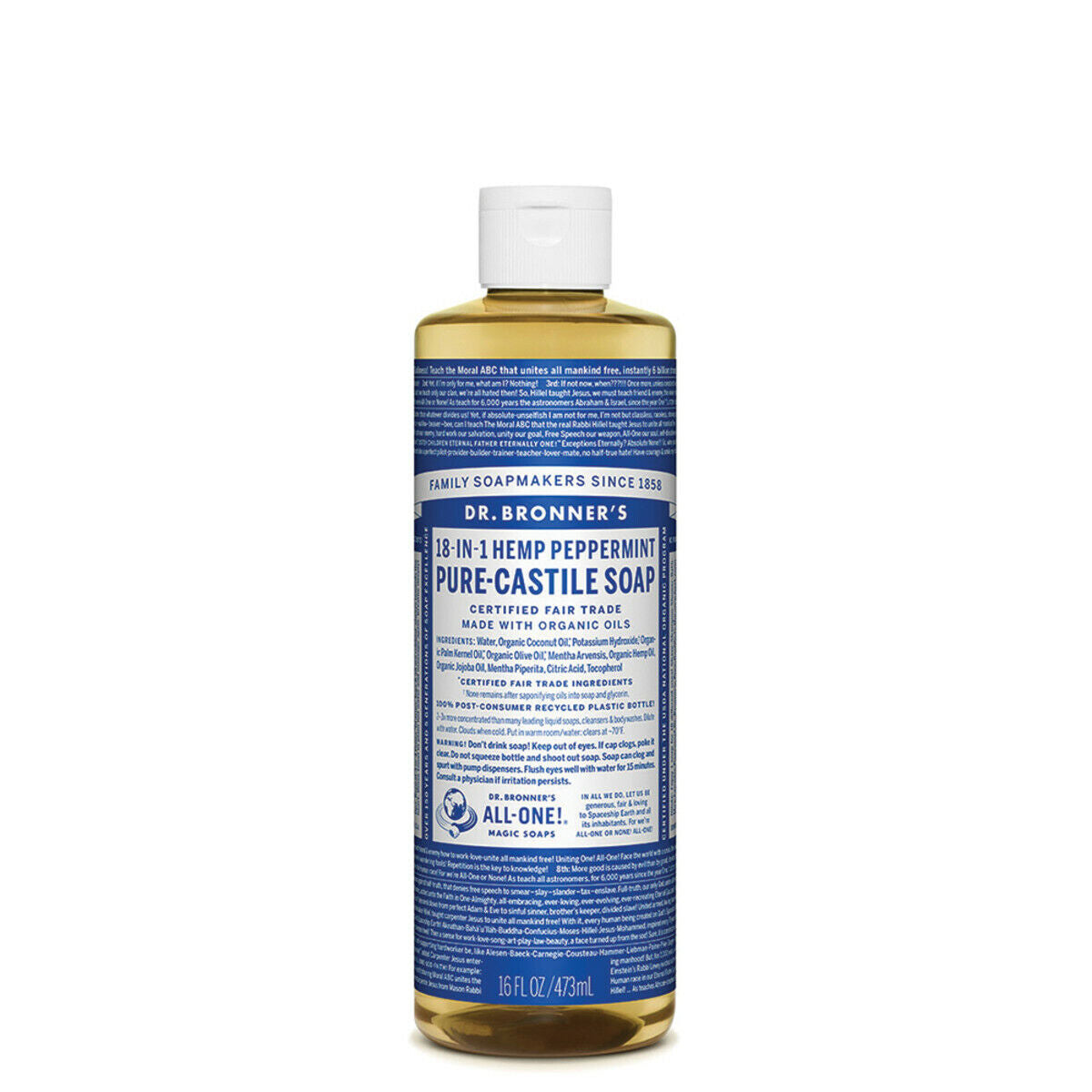 NEW Dr. Bronner'S Hemp Pure-Castile Soap Liquid 473Ml 18-In-1 All Scent Bronners