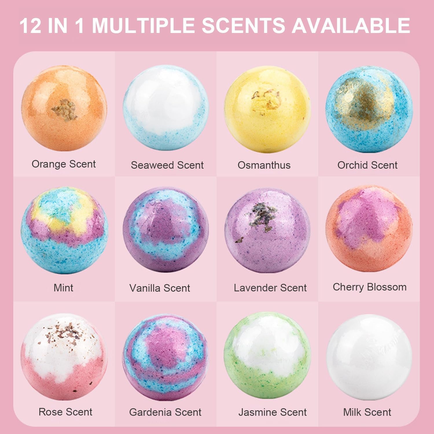  Bath Bombs Set, 12 Pack Bath Bombs Salt Balls with Shea & Coco Butter Dry Skin Moisturize, Relaxing Spa Day 