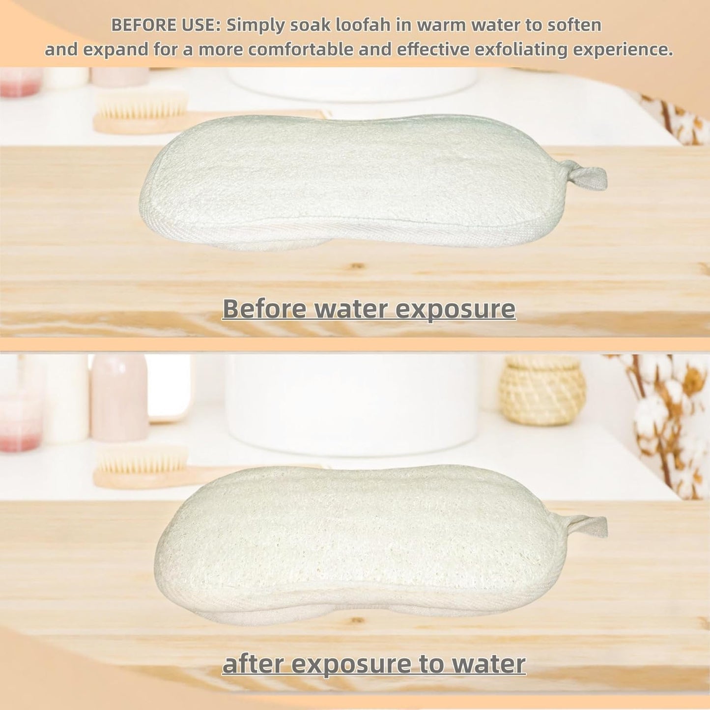 Natural Loofah Sponge Exfoliating Body Scrubber (3 Pack 7.88X3.94X1.57 In), Made with Natural Loofa Sponge,Bath Shower Loofah for Women and Men, Looa for Face and Body That Gets You Clea
