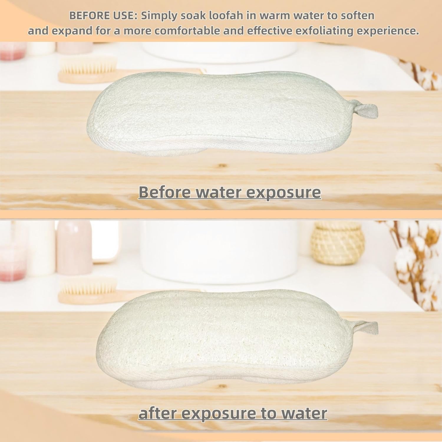 Natural Loofah Sponge Exfoliating Body Scrubber (3 Pack 7.88X3.94X1.57 In), Made with Natural Loofa Sponge,Bath Shower Loofah for Women and Men, Looa for Face and Body That Gets You Clea